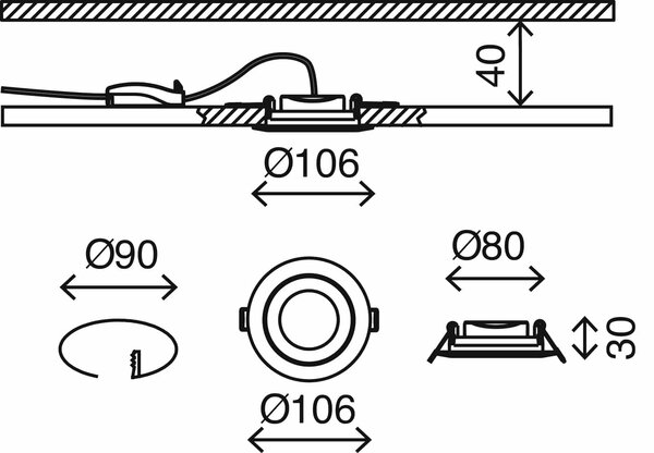 BRI 7283-016 LED vestavné svítidlo, pr. 10,6 cm, 6 W, bílé - BRILONER