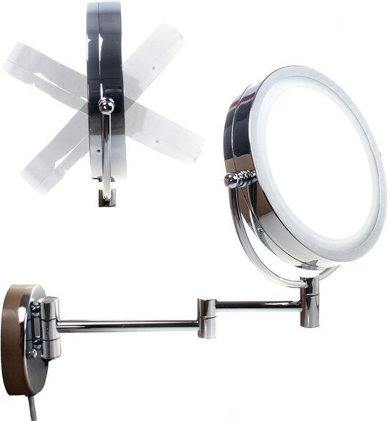 3129-7x LED zrcadlo na zeď - Kosmetické zrcadlo - 7x zvětšení - Montáž na zeď o rozměrech 8 palců se šrouby - Zrcadlo do koupelny s osvětlením - Zrcadlo na líčení