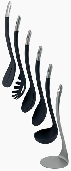 Joseph Joseph Sada černých plastových kuchyňských pomůcek se stojanem Nest Utensils 100