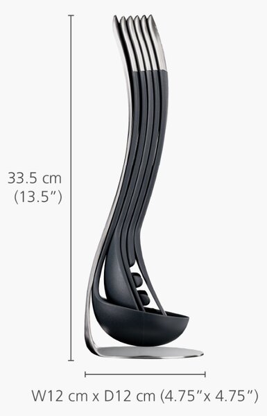 Joseph Joseph Sada černých plastových kuchyňských pomůcek se stojanem Nest Utensils 100