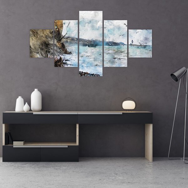 Obraz - Útes, akvarel (125x70 cm)