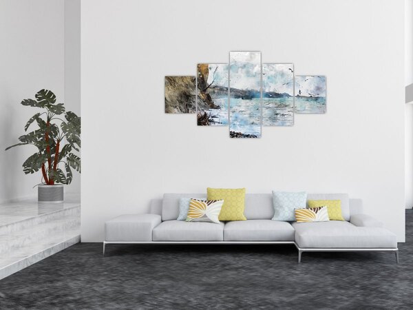 Obraz - Útes, akvarel (125x70 cm)