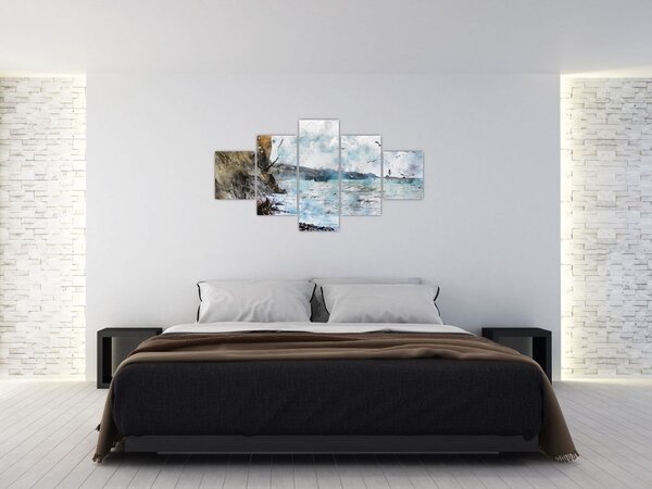 Obraz - Útes, akvarel (125x70 cm)