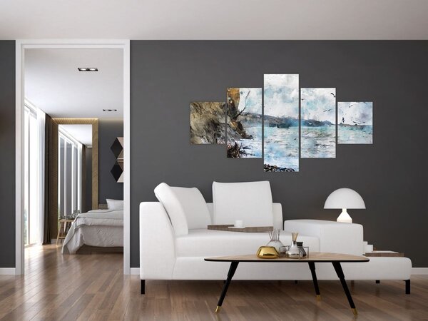 Obraz - Útes, akvarel (125x70 cm)