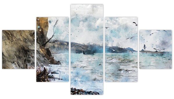 Obraz - Útes, akvarel (125x70 cm)