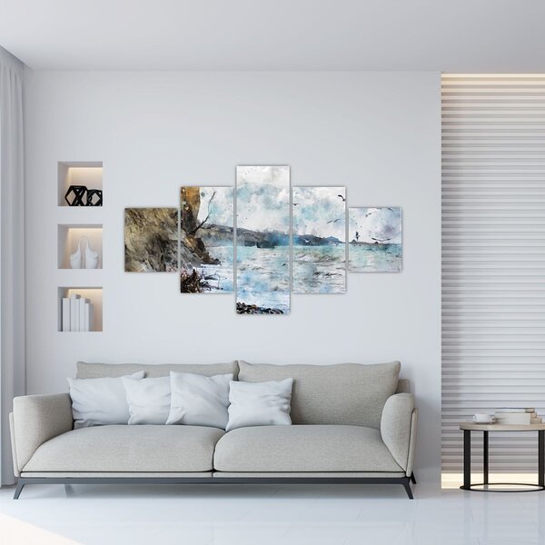 Obraz - Útes, akvarel (125x70 cm)