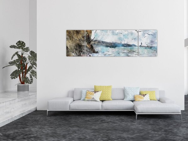 Obraz - Útes, akvarel (170x50 cm)