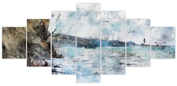 Obraz - Útes, akvarel (210x100 cm)