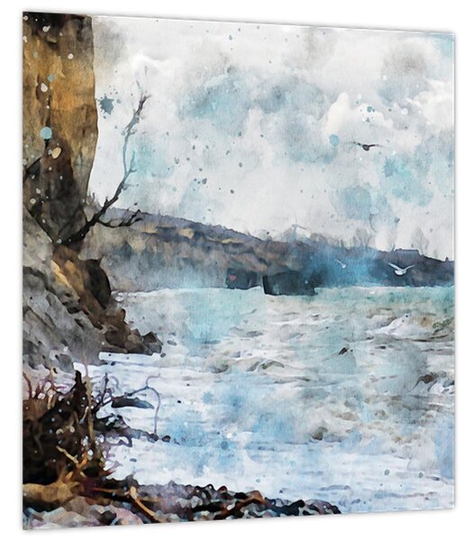 Obraz - Útes, akvarel (30x30 cm)