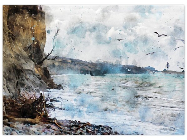 Obraz - Útes, akvarel (70x50 cm)