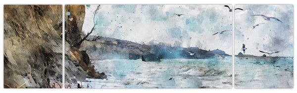 Obraz - Útes, akvarel (170x50 cm)
