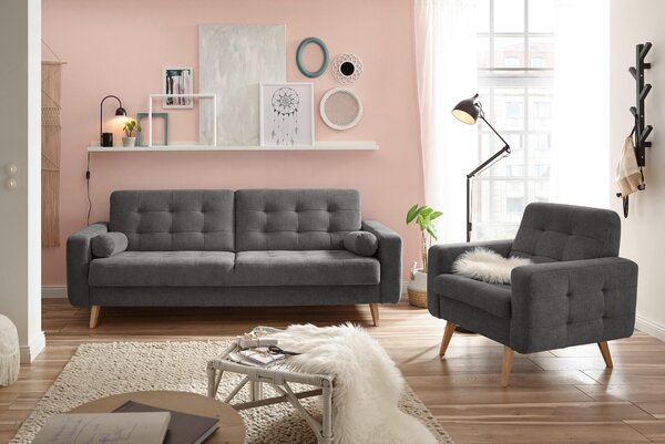 ROZKLÁDACÍ POHOVKA, textil, kompozitní dřevo, šedavě hnědá MID.YOU - Rozkládací pohovky, Online Only