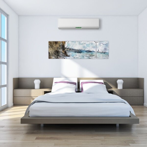 Obraz - Útes, akvarel (170x50 cm)