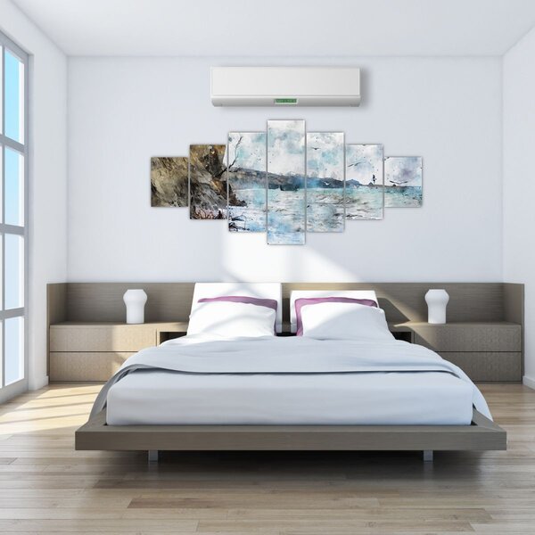 Obraz - Útes, akvarel (210x100 cm)