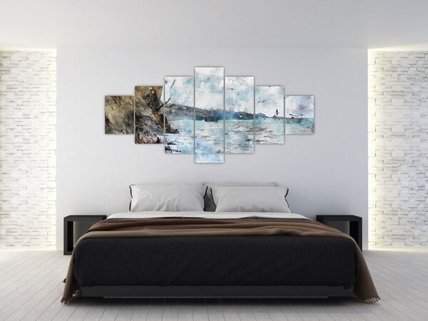 Obraz - Útes, akvarel (210x100 cm)