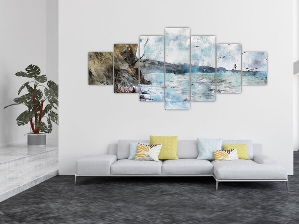 Obraz - Útes, akvarel (210x100 cm)