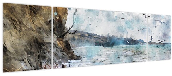 Obraz - Útes, akvarel (170x50 cm)