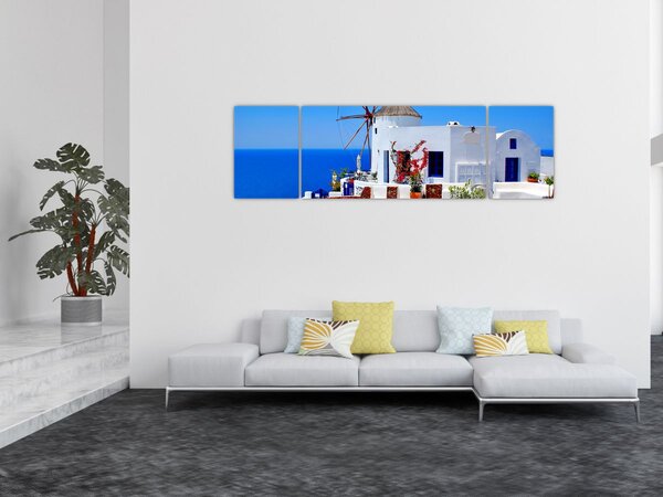 Obraz - Domeček v Řecku (170x50 cm)