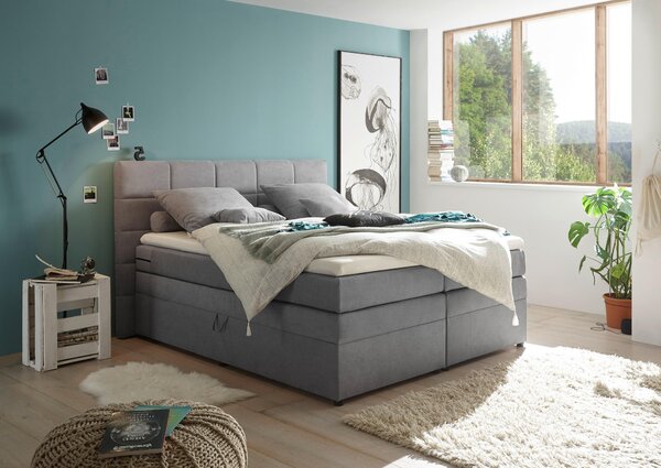 POSTEL BOXSPRING, 180/200 cm, světle šedá MID.YOU - Postele s úložným prostorem, Online Only