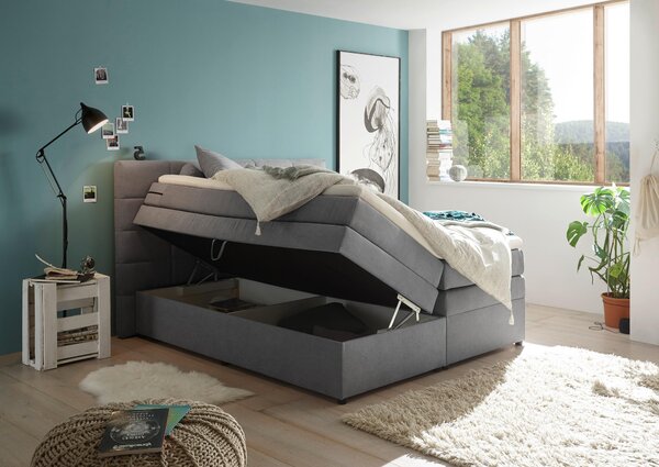 POSTEL BOXSPRING, 180/200 cm, světle šedá MID.YOU - Postele s úložným prostorem, Online Only