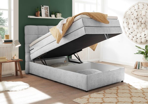 POSTEL BOXSPRING, 120/200 cm, barvy stříbra MID.YOU - Postele s úložným prostorem, Online Only