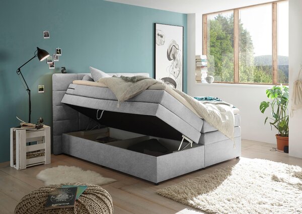 POSTEL BOXSPRING, 180/200 cm, barvy stříbra MID.YOU - Postele s úložným prostorem, Online Only