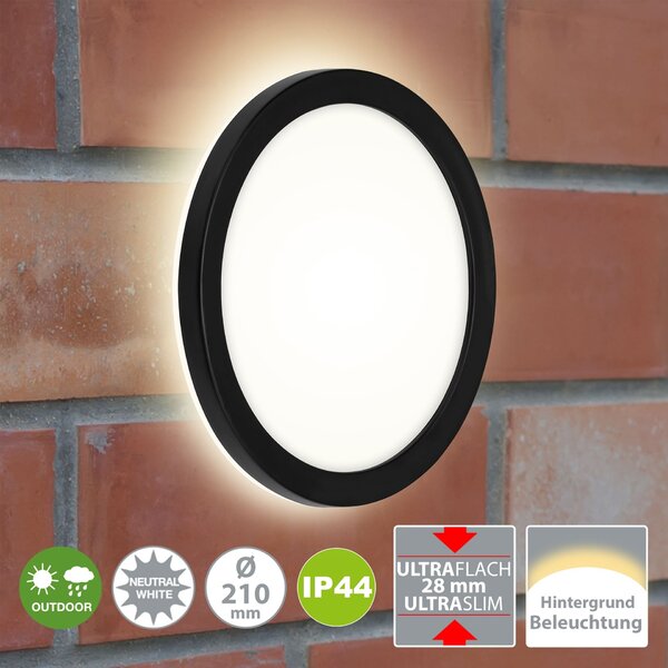 BRILONER LED venkovní svítidlo pr. 21 cm 8W 1200lm černá IP44 BRILO 3008-015