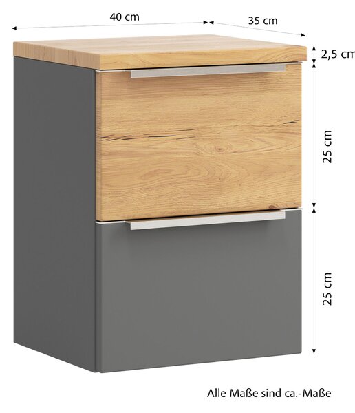SPODNÍ SKŘÍŇKA, šedá, divoký dub, šedá, 40/54/35 cm Held - Koupelnové série, Online Only