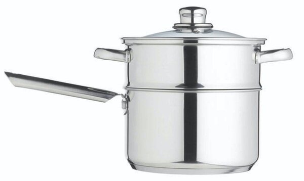 KitchenCraft univerzální napařovací nástavec 20 cm – nerezový, pro hrnce 16–20 cm, skleněná poklice