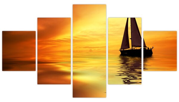 Obraz - Plachetnice při západu slunce (125x70 cm)