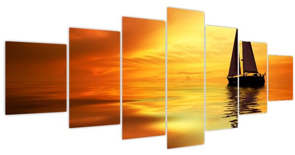 Obraz - Plachetnice při západu slunce (210x100 cm)