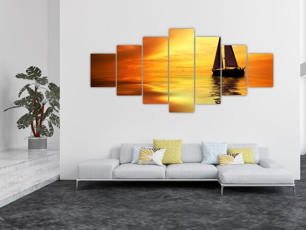 Obraz - Plachetnice při západu slunce (210x100 cm)