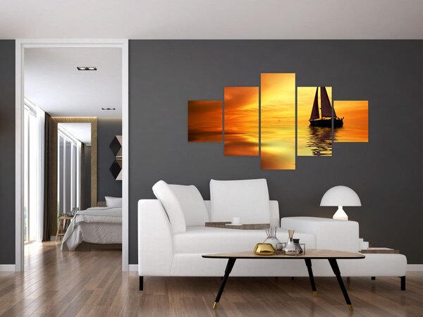 Obraz - Plachetnice při západu slunce (125x70 cm)