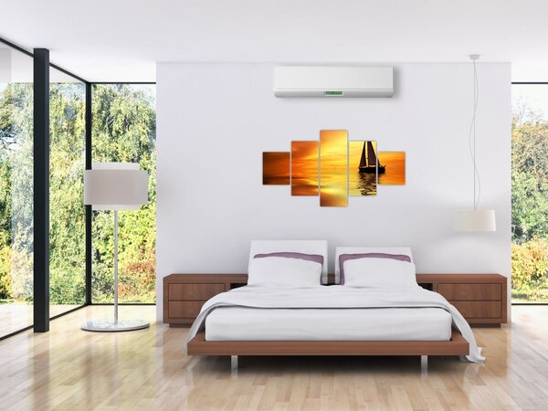 Obraz - Plachetnice při západu slunce (125x70 cm)