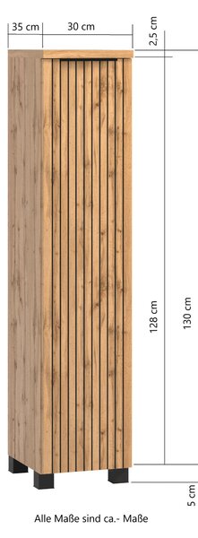 MIDI SKŘÍŇKA, černá, dub wotan, 30/130/35 cm Held - Koupelnové série, Online Only