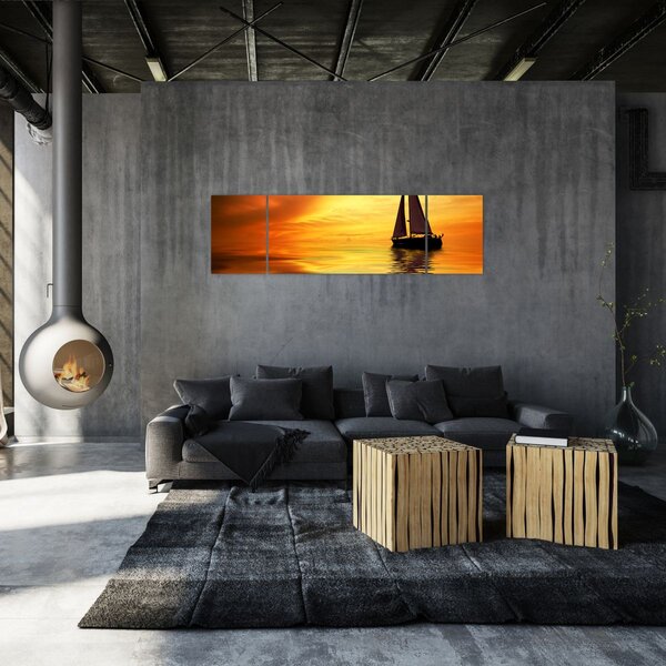 Obraz - Plachetnice při západu slunce (170x50 cm)