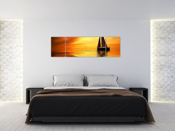Obraz - Plachetnice při západu slunce (170x50 cm)