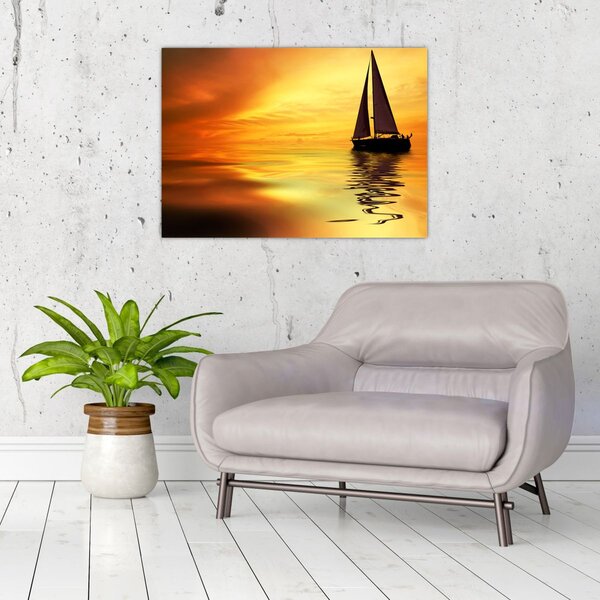Obraz - Plachetnice při západu slunce (70x50 cm)