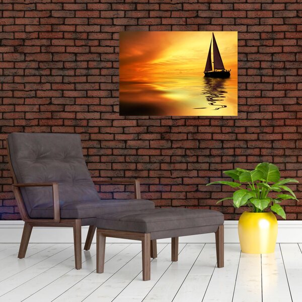 Obraz - Plachetnice při západu slunce (70x50 cm)