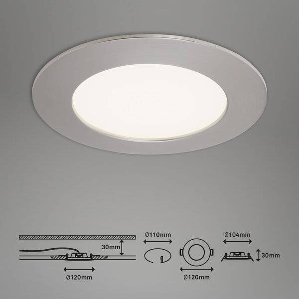 BRI 7284-012 LED vestavné svítidlo, pr. 12 cm, 7 W, matný nikl - BRILONER