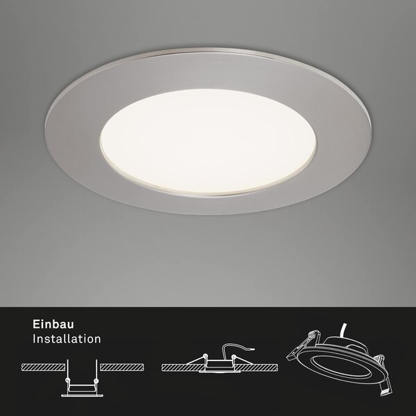 BRI 7284-012 LED vestavné svítidlo, pr. 12 cm, 7 W, matný nikl - BRILONER