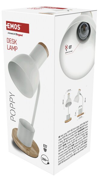 Stolní lampa POPPY bílá/přírodní