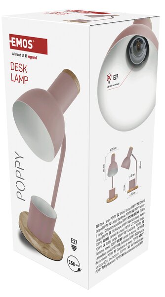 Stolní lampa POPPY růžová/přírodní
