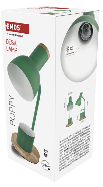 Stolní lampa POPPY zelená/přírodní