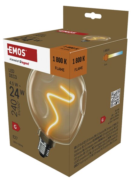 Dekorativní LED žárovka Z50B11 E27, 4,5W, teplá bílá, hnědá