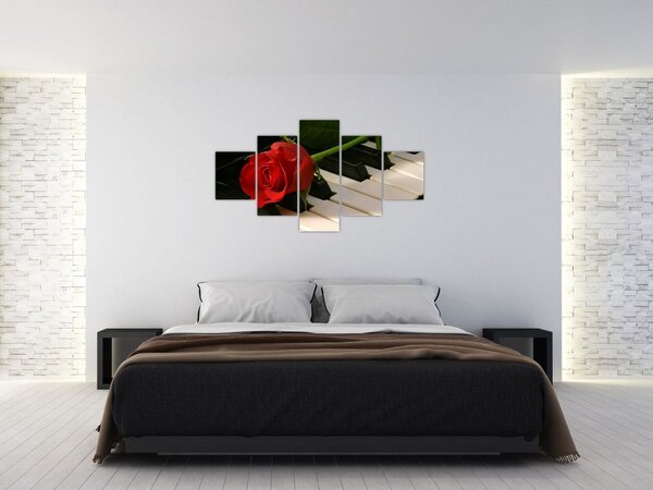 Obraz - Klavír a růže (125x70 cm)