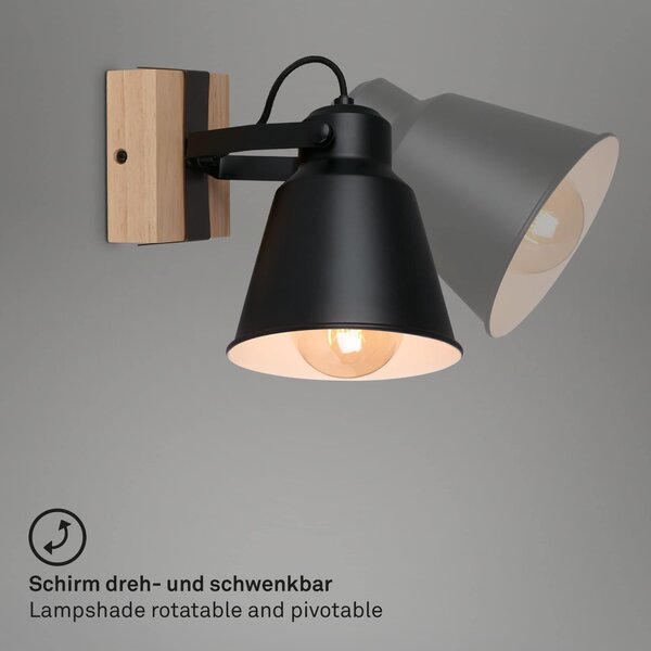BRILO 2406015 Bodové svítidlo 21 cm 1x E27 40W černá (starý kód: BRILO 2406-015) - BRILO