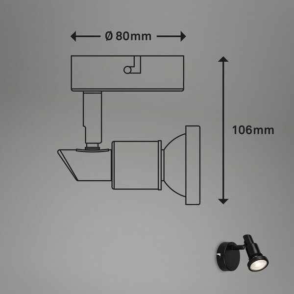 BRI 2992-015 LED bodové svítidlo pr. 8 cm 1xGU10 4,8W 400lm černá - BRILONER