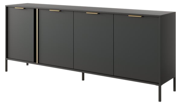 Iroká komoda vhodná do obývacího pokoje i lonice, barva antracit, rozmry 203 x 39,5 x 81,4 cm