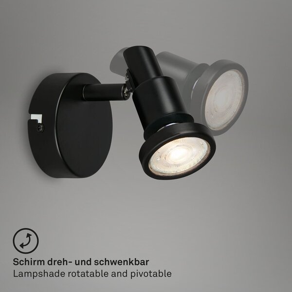 BRI 2992-015 LED bodové svítidlo pr. 8 cm 1xGU10 4,8W 400lm černá - BRILONER